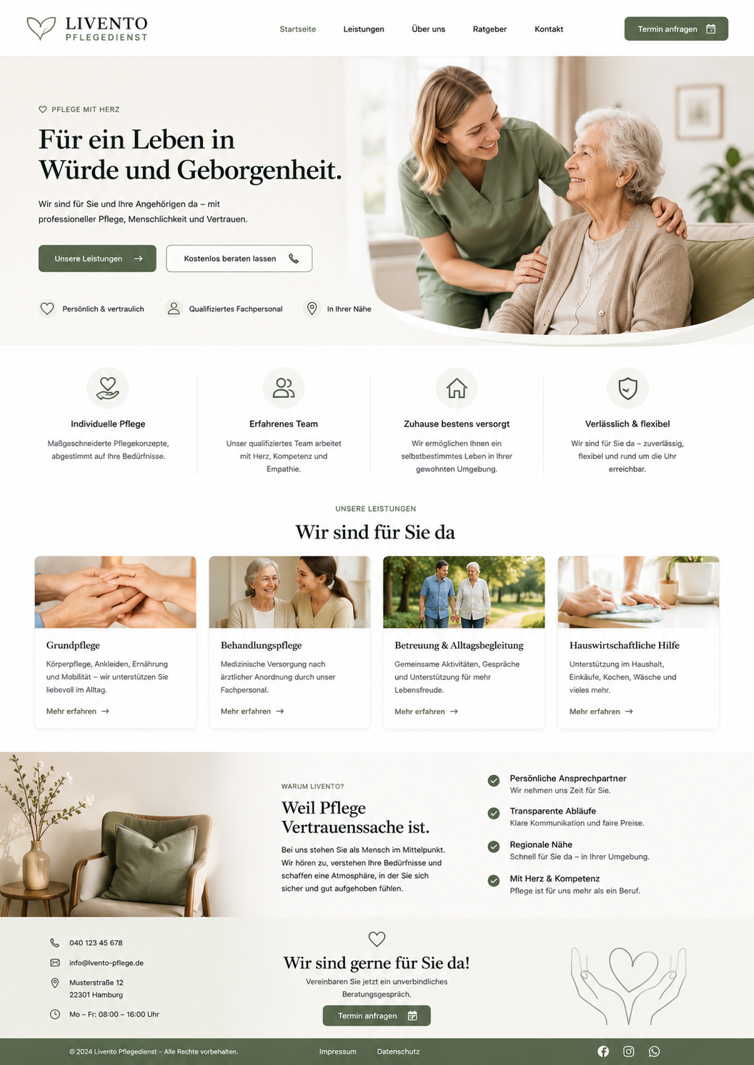 Prototyp Webseite, Pflegedienst Webseite