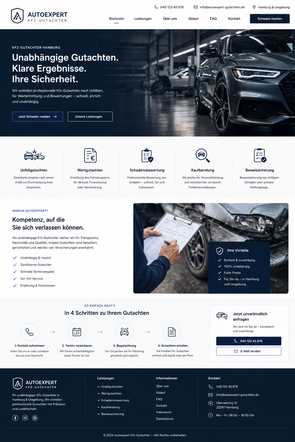 Prototyp Webseite, Kfz Gutachter Webseite